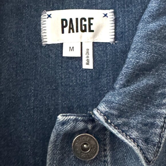 PAIGE AVELINE DISTRESSED DENIM JACKET FALL SOFT CHIC MEDIUM - Picture 7 of 10